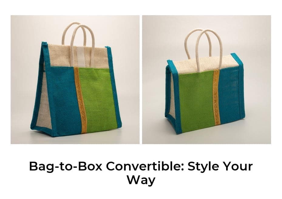 SOMAN Jute Thamboolam Bags For Gifts Green-Blue Velcro-Lace 10 Count (Pack Of 1)