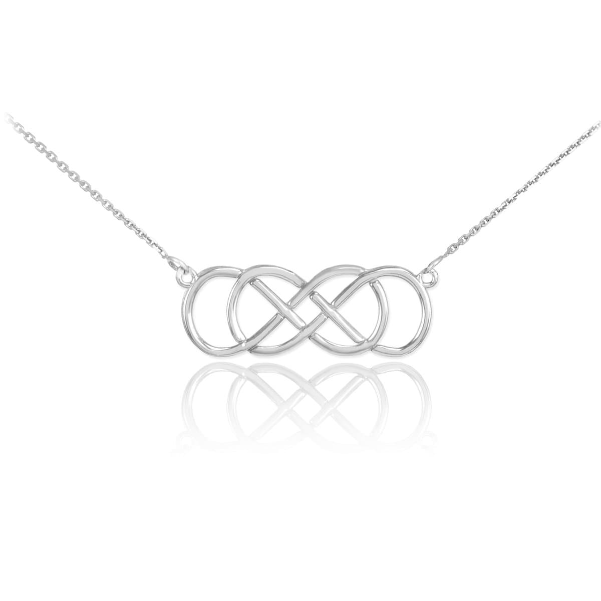 14k White Gold Double Infinity Pendant Necklace