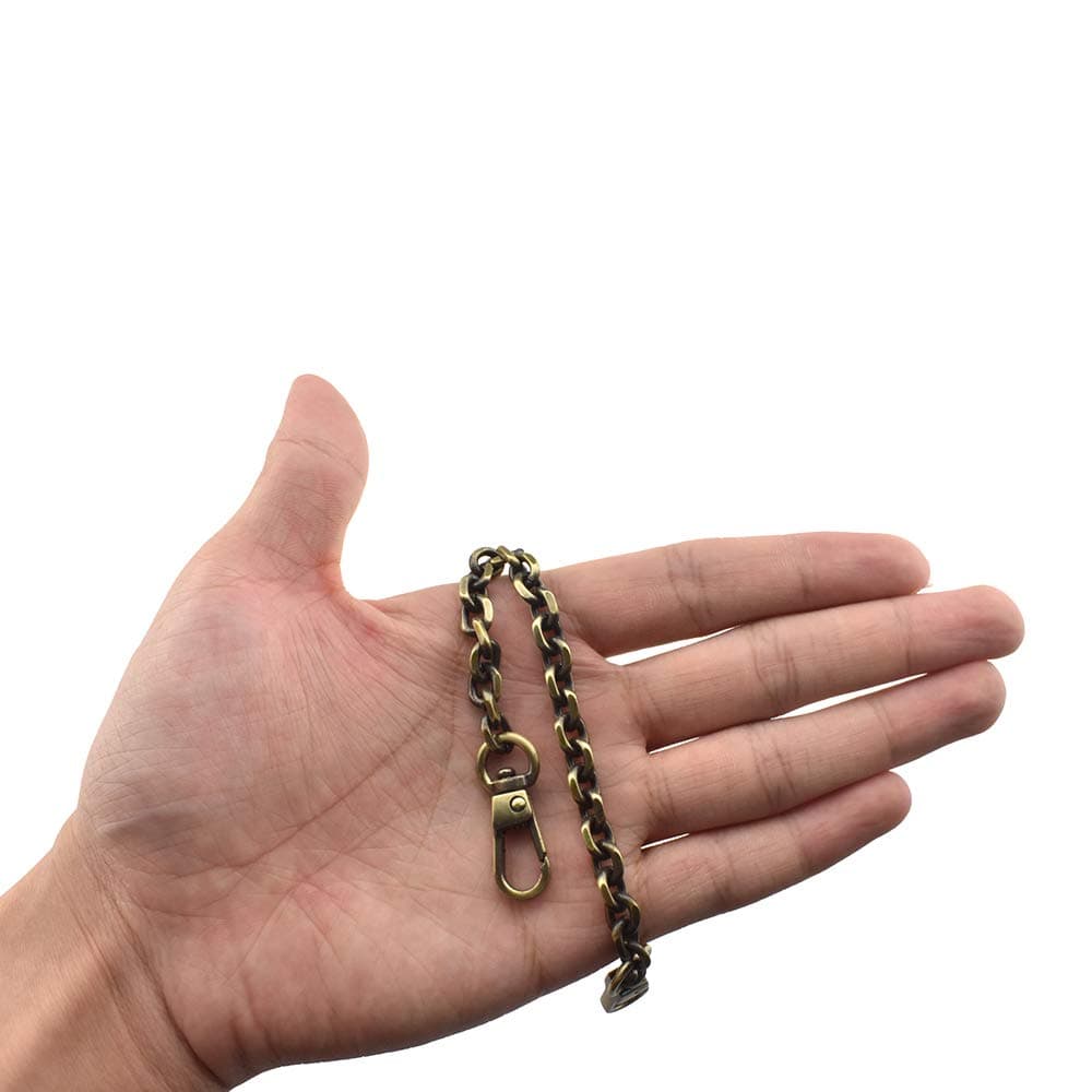 HAHIYO Mini Pochette Purse Chain Strap Thin Wide 6mm for LV Length 7.9 Inches Thick 2mm Shiny Bronze for Handbag Wallet Clutch Comfortable Flat Metal Strap 1 Pack