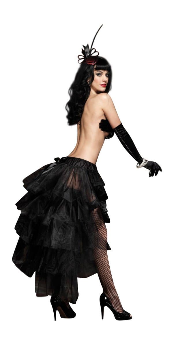 Long Tulle Bustle Skirt with Satin Bow and Gather Lace Front