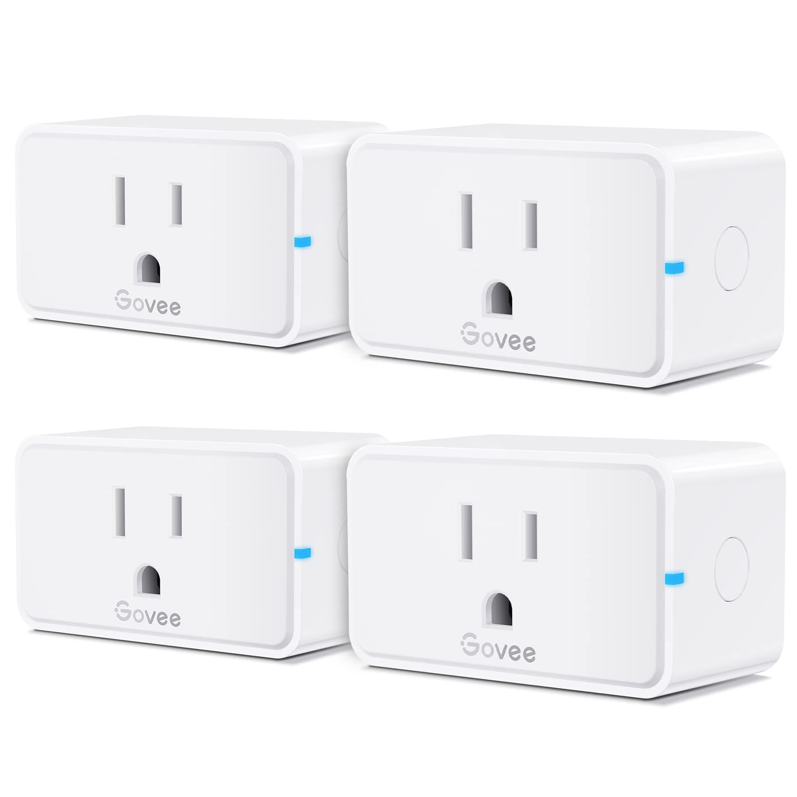 Smart Plug 15A, WiFi Bluetooth Outlets 4 Pack Work with Alexa and Google Assistant, WiFi Plugs with Multiple Timers, Govee Home APP Group Control Remotely, No Hub Required, ETL&FCC Certified