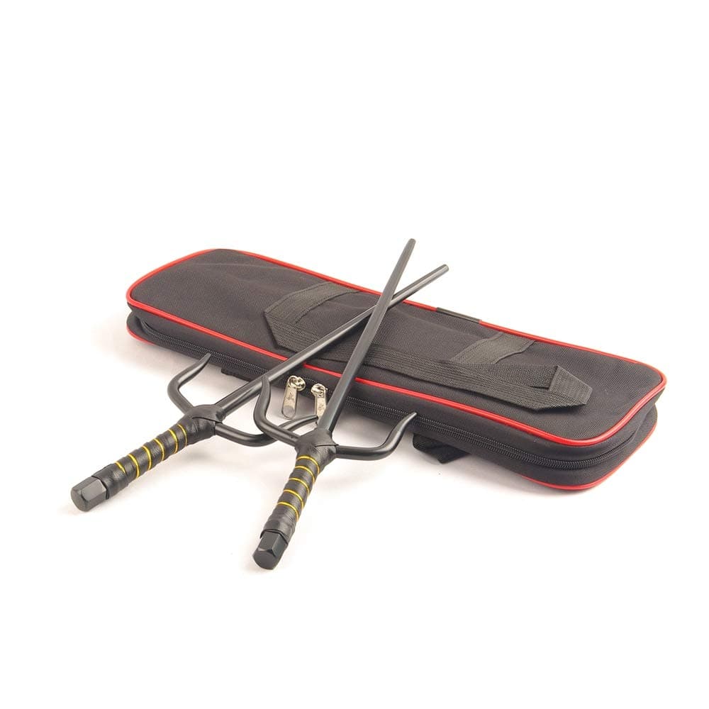 Octagon Metal Martial Arts Sai Multi Size（Black and Silver） (Black, 19"&Case)