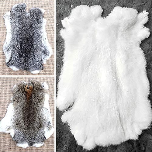 Assorted Natural Rabbit Hide Skin Fur Pelts Grade Craft with Sewing Quality Leather 12" by 14" for Decoration, Cat or Dog Toys, Sewing, or Crafting Fur Hide (5PCS Bulk)
