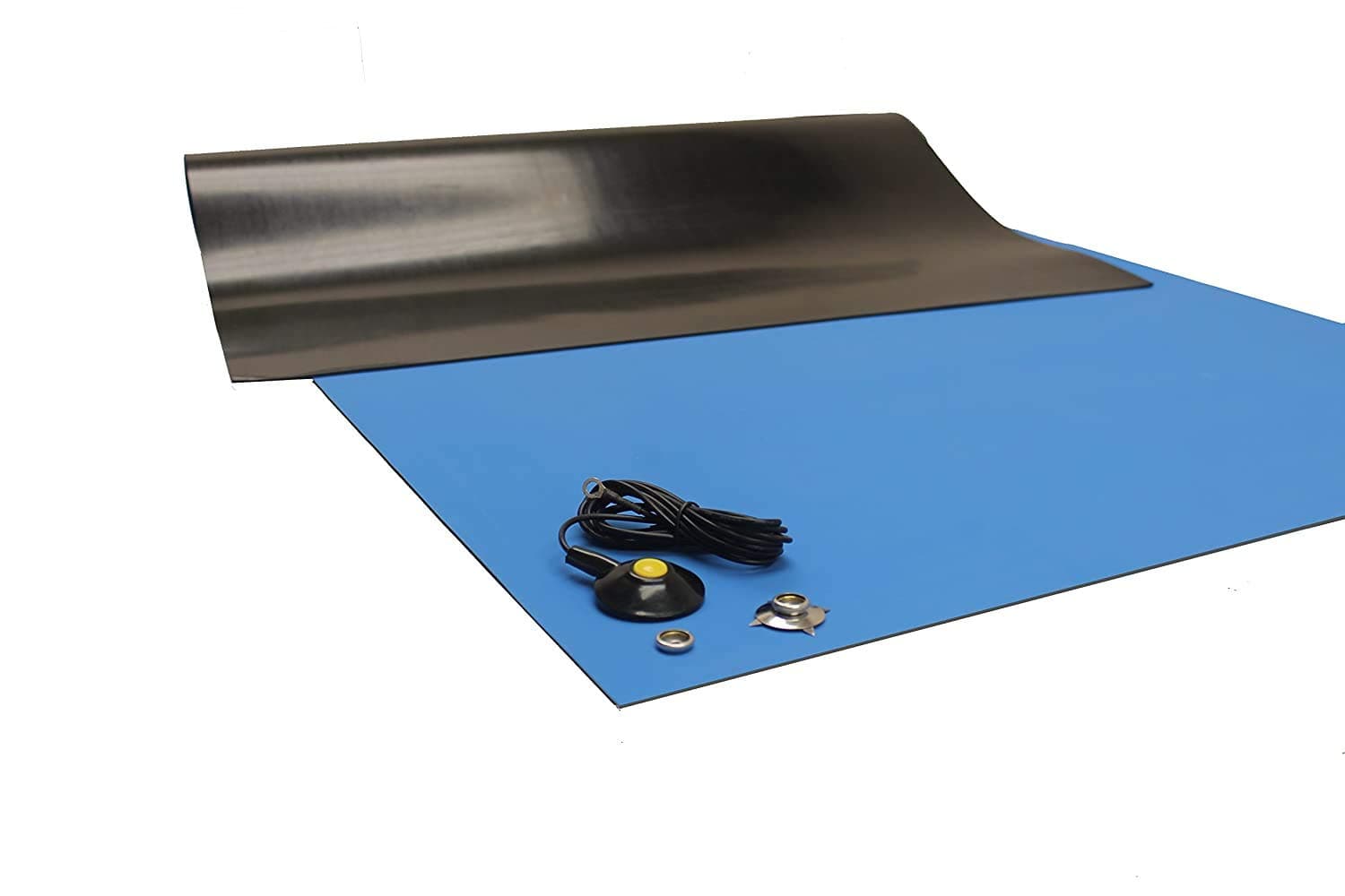 Rubber ESD Anti-Static HIGH Temperature Soldering MAT-24" X 48" (2'x 4') - 0.08" Thick- with Ground Cable-Blue