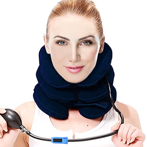 Cervical Neck Traction Device – Effective and Instant Relief for Chronic Neck and Shoulder Pain– Great Alternate Pain Relieving Remedy,Neck Adjustable Collar For Home Use By Verfanny,Blue