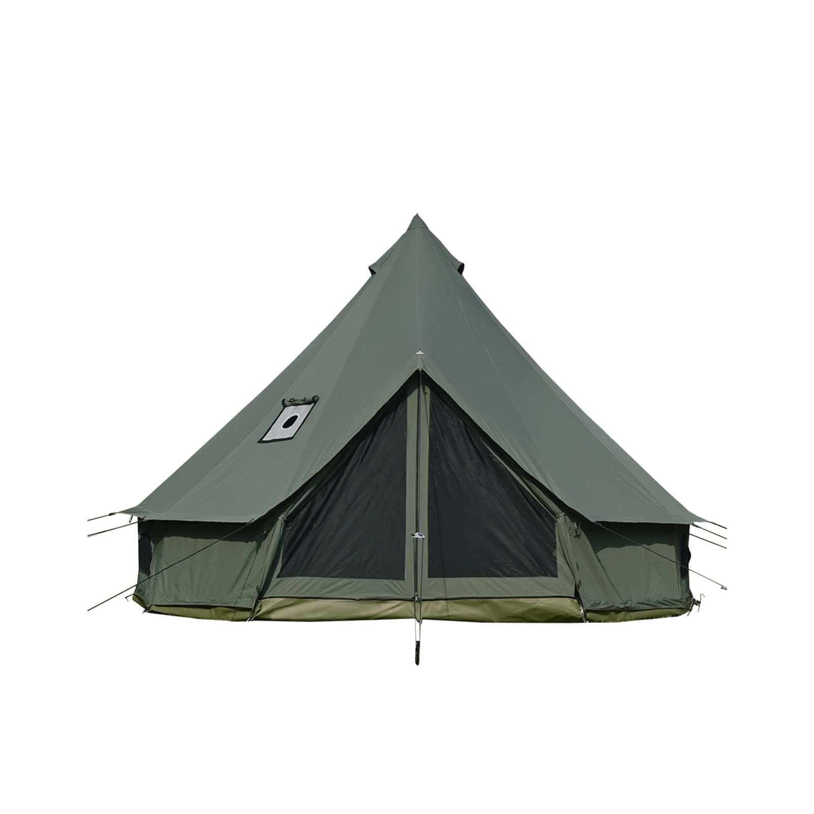 Canvas Bell Tent 10ft Green with Stove Jack and Zipped Removable Floor, Luxury Outdoor Glamping Yurt Cotton Tent for Family Truck Car Camping Hunting Party