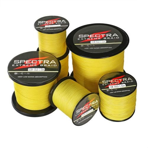 Spectra Yellow Braided Fishing Line-4 Strands Super Strong PE Fishing Wire Multifilament Fishing String Ultra Power 6LB-300LB Heavy Tensile for Saltwater & Freshwater Fishing