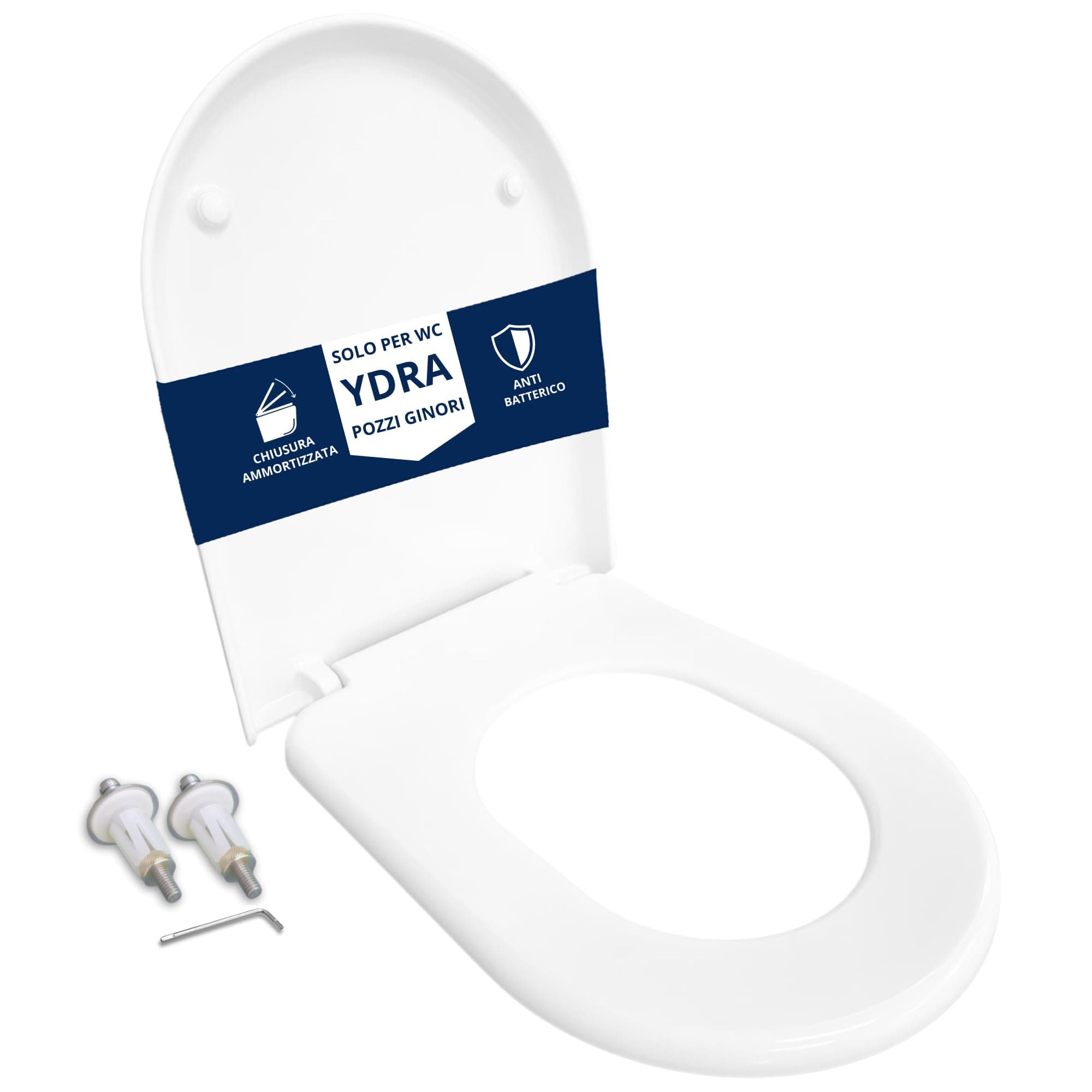 HYDRO HOME Toilet Seat Pozzi Ginori Ydra As Original, Toilet Seats Soft Close, in Thermoset Material, with Hinges Fixing from Top Made in Italy