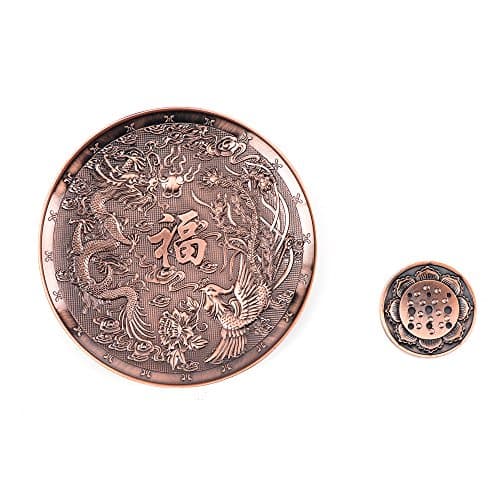 ShanBenTang Incense Holder, Stick Incense Burner with Nine Holes, Copper Incense Ash Catcher Tray