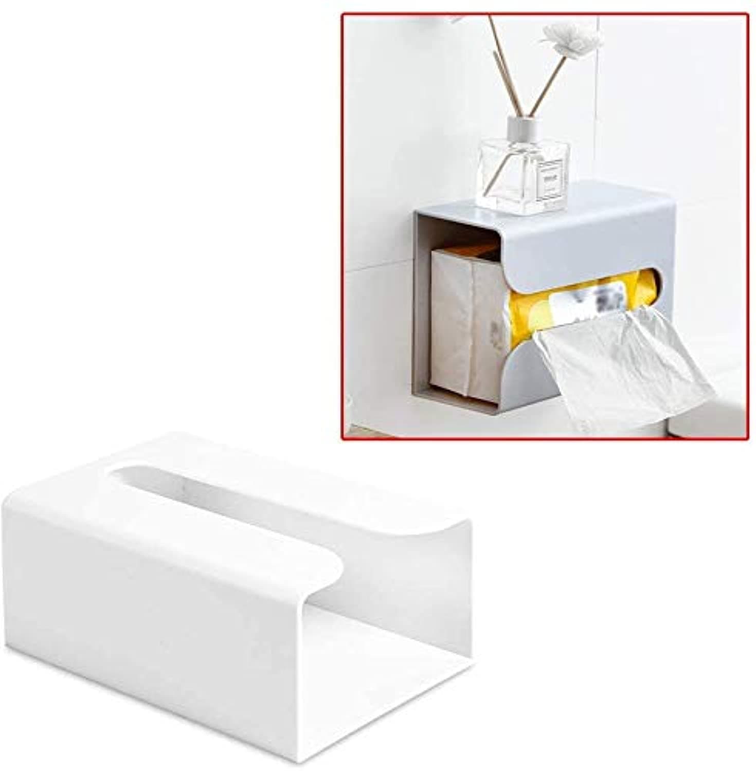 Hemera Tissue Box - Portable Toilet Paper Holder, Toilet Tissue Dispenser, Wall-Mounted Storage Box for Living Room, Bathroom, Kitchen, Toilet and Office Room,white,1 Count (Pack of 1),7014