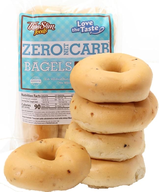 ThinSlim Foods Keto Bagels | Keto Bread Alternative | Low Carb Everything-Inside, 1 Pack (6 Zero Net Carb Bagels Per Pack)