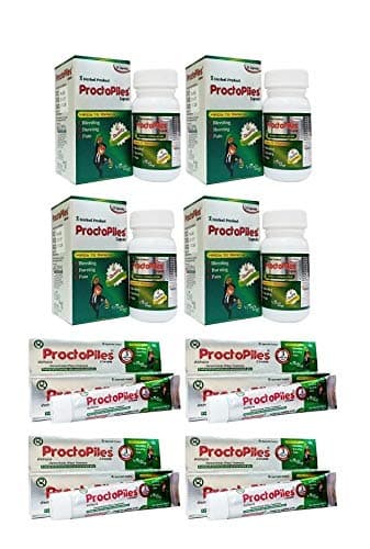 Vrinda Ayurvedic Piles Free Capsules - Piles Capsules & Ointment - Fast Relieve In Bleeding, Burning & Pain With Proctopiles Cream Absolutely Free (Pack Of 4)