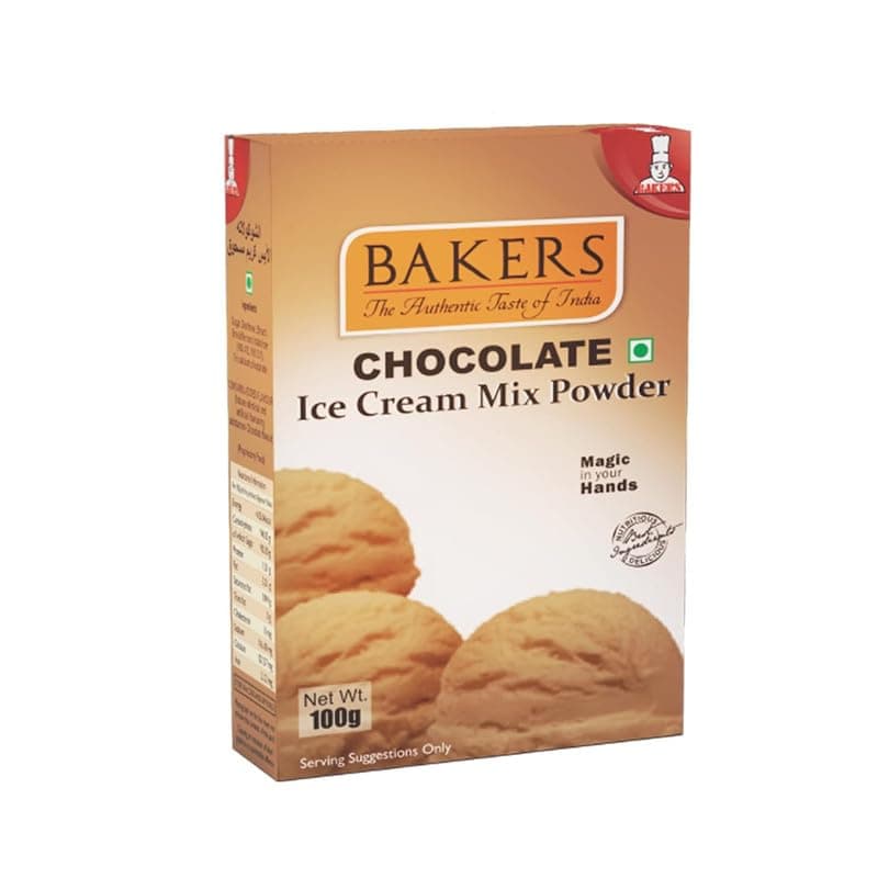 BAKERS Classic & Delightful Chocolate Ice Cream Powder, Easy to Make No Sugar Needed Perfect Dessert Mix - 100g (Pack Of 1)