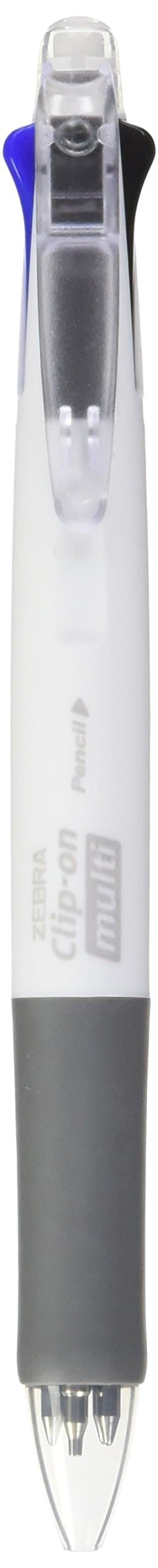 Zebra Clip-On Multi Color Multifunctional Pen, White Barrel (B4SA1-W)