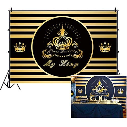 CSFOTO 5x3ft King Backdrop for Party for Men Crown My King Backdrop Black and Gold Backdrop VIP Birthday Party Background 40Th Male Birthday Backdrop Adults Men Bday Photo Backdrop