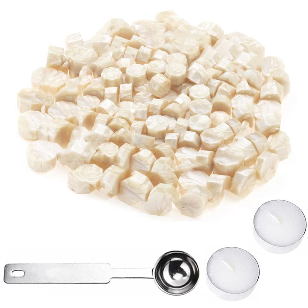 Wax Seal Beads, 420Pcs Pearl White Wax Sealing Beads for Wax Stamp Sealing, Perfect for Cards, Envelopes and Invitations (Pearl White)
