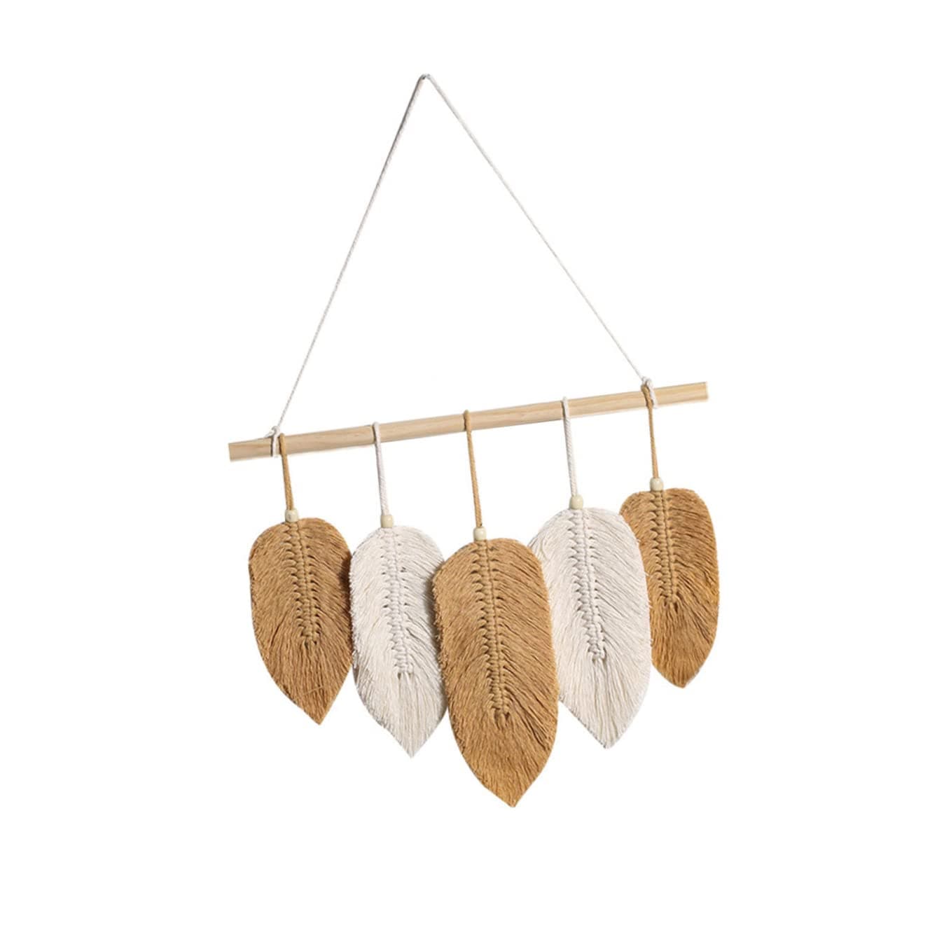 Toddmomy Decor Tapestry For Bohemian Ornament Tassels Apartment Home Woven Handmade Wall Living Bedroom Leaf Art Nursery Wedding Macrame Leaves Hanging Party Banner Plume Birthday