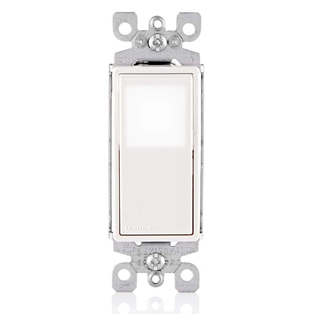 L5613-2W 15 Amp, 120/277 Volt, Decora LED Illuminated Rocker 3-Way AC Quiet Switch, Residential Grade, Grounding, White