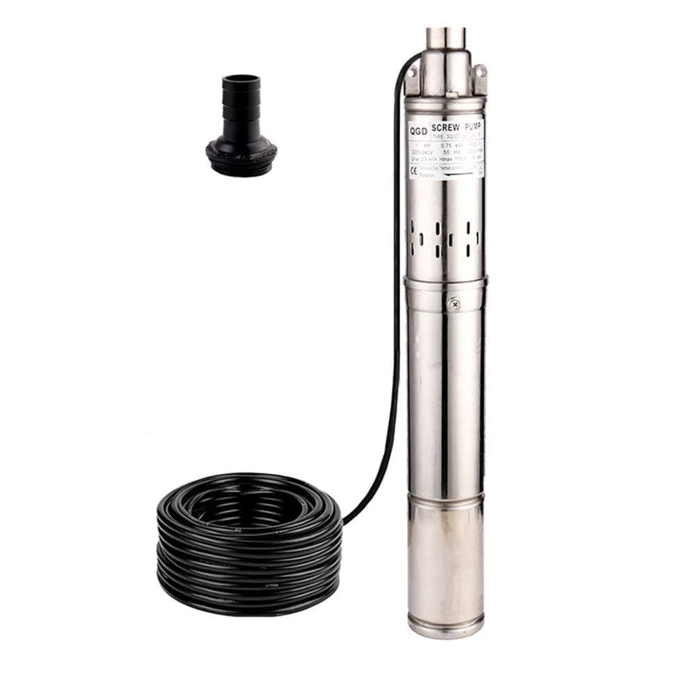 Submersible Deep Well Pump 3" OD Pipe 1" Outlet 0.75KW 1HP Stainless Steel Submersible Screw Water Pumps for Industrial and Home Use