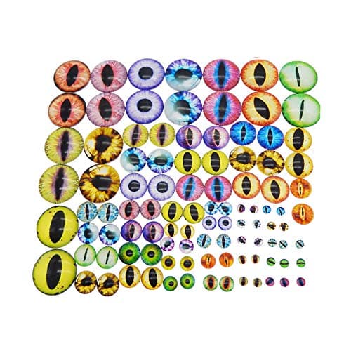 Julie Wang 180PCS/Pack Assorted Mixed Size Round Glass Dragon Eye Covered Cabochons for Doll Making and Jewelry Settings 6mm 8mm 10mm 12mm 15mm 18mm 20mm 25mm 30mm