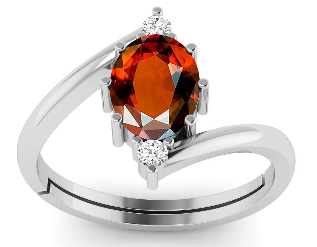 DINJEWEL11.25 Ratti 10.00 Carat Natural Gomed Gemstone Adjustable Ring Silver Plated Ring for Man and Women's