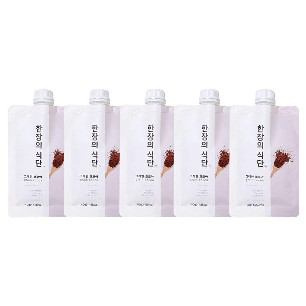 On-the-Go Meal Replacement Powder 40g x 5 Pouches (Pack of 1) - Korean Healthy Shake Breakfast Simple Meal [한장의 식단] (Grain Cocoa)