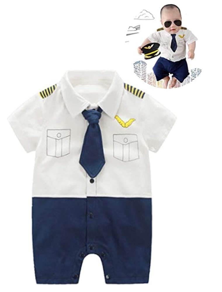 FANCYBABY Baby Pilot For Boys Girls Halloween Uniform Cosplay Romper Costume Outfit