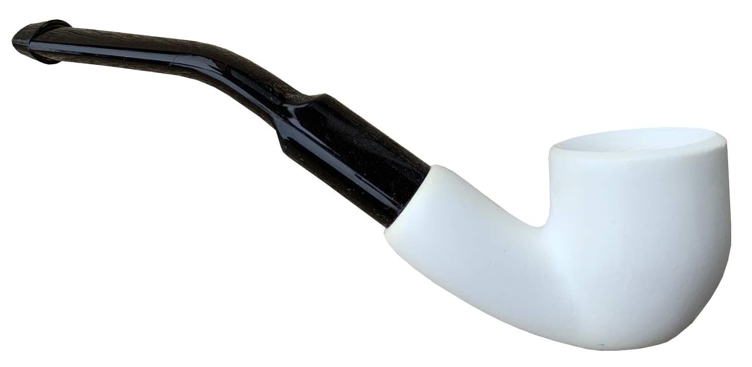 Mini Full Bent White Smooth Hand Carved Turkish Meerschaum Pipe