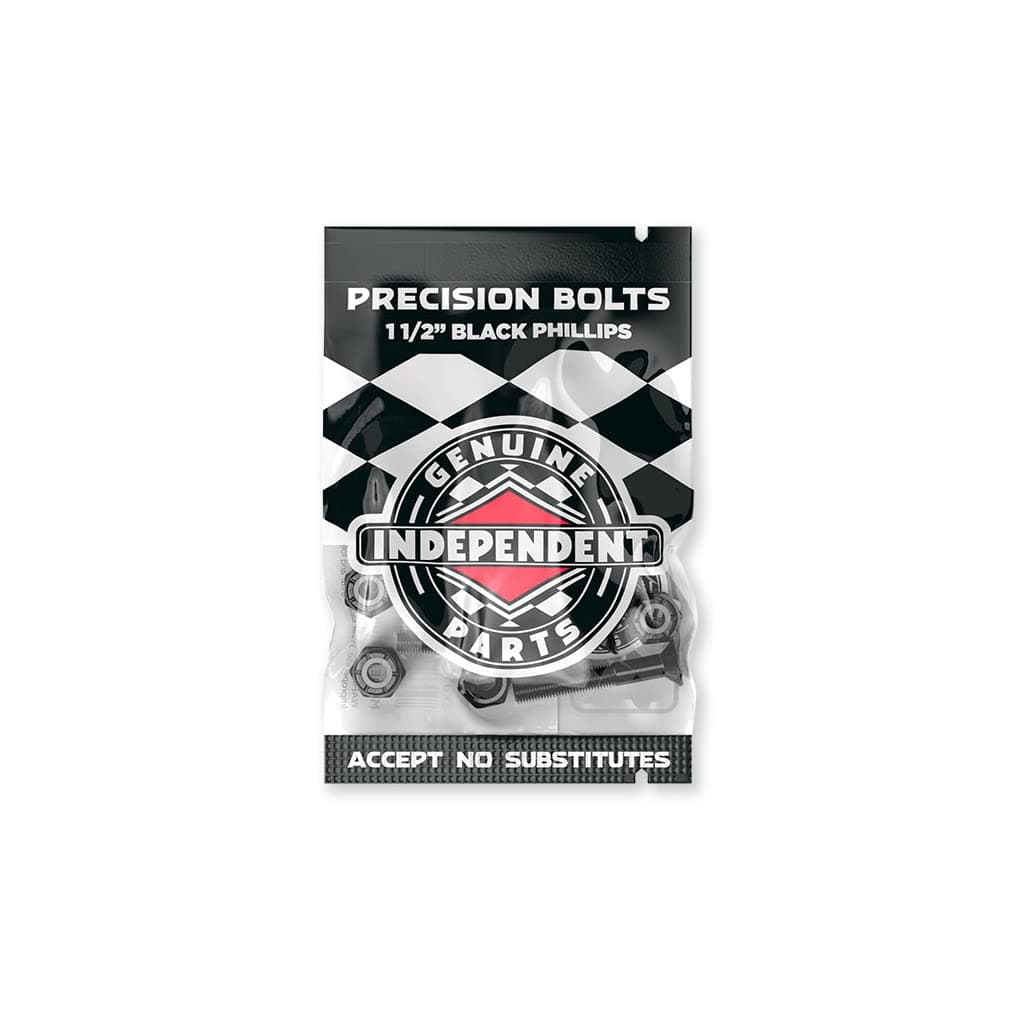 Genuine Parts Cross Bolts Standard Phillips Skateboard Hardware (Black/Black, 1 1/2")