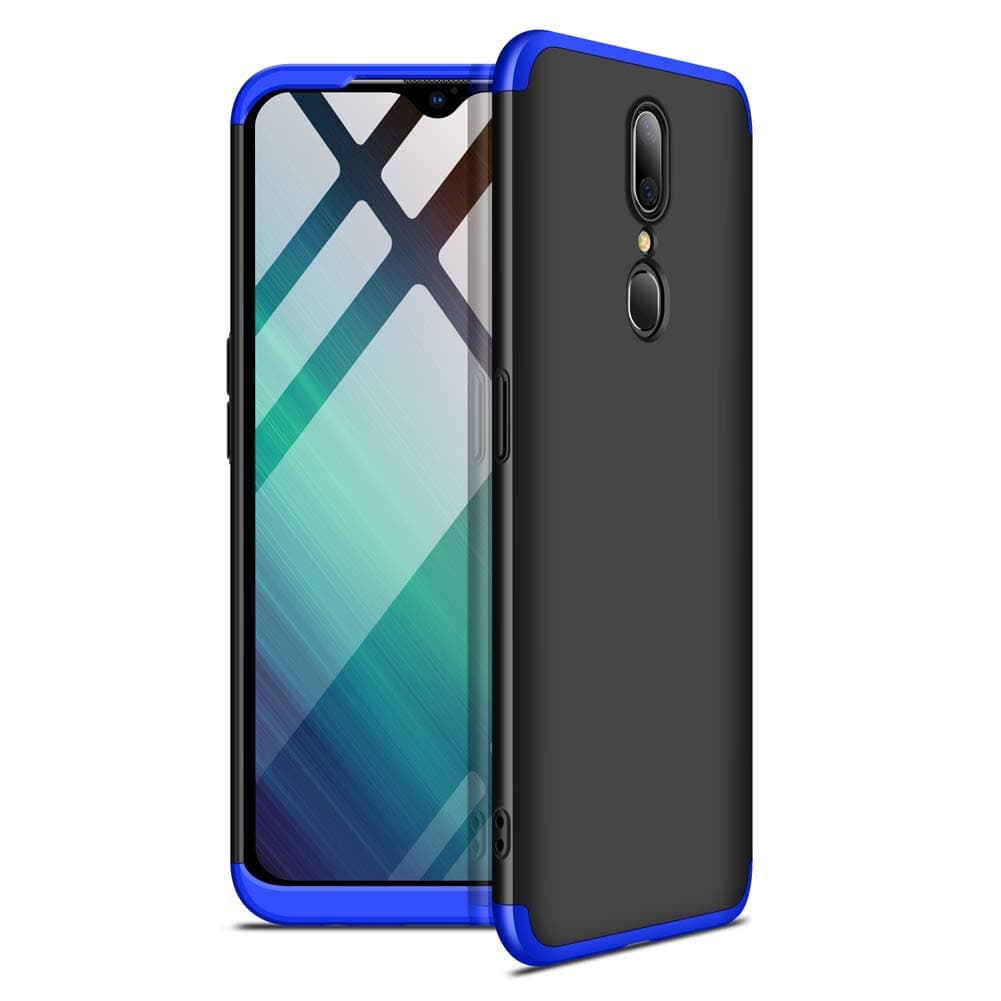 Designerz hub® Oppo A9 Cover Case Ull Body 3 in 1 Slim Fit Complete 3D 360 Degree Protection Hybrid Hard Bumper Back Case Cover Designed for Oppo A9 - (Black & Blue)