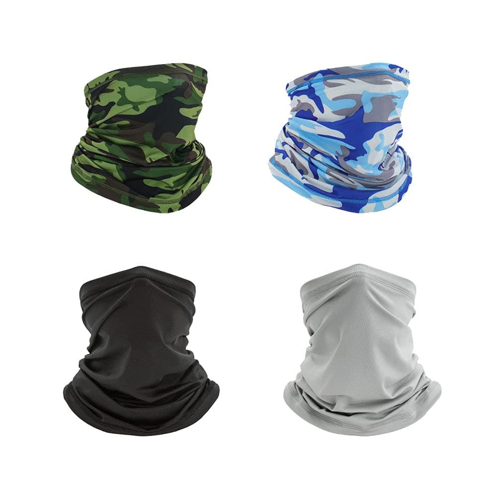 4Pcs Neck Gaiter Face Mask Cover Scarf Cool Lightweight Breathable Dust UV Sun Protection Windproof Bandana Balaclava for Men Women Fishing Hiking Running Cycling Outdoor Sports