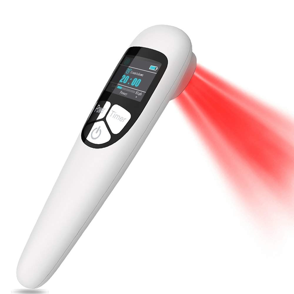 Cold Laser Therapy Device for Dog Veterinary, Handhold, Low Level Laser Red Light Therapy for Human Pain Relief Knee, Joint, Muscle, 4 Power/4 Timer, 3X 808nm + 13x 650nm