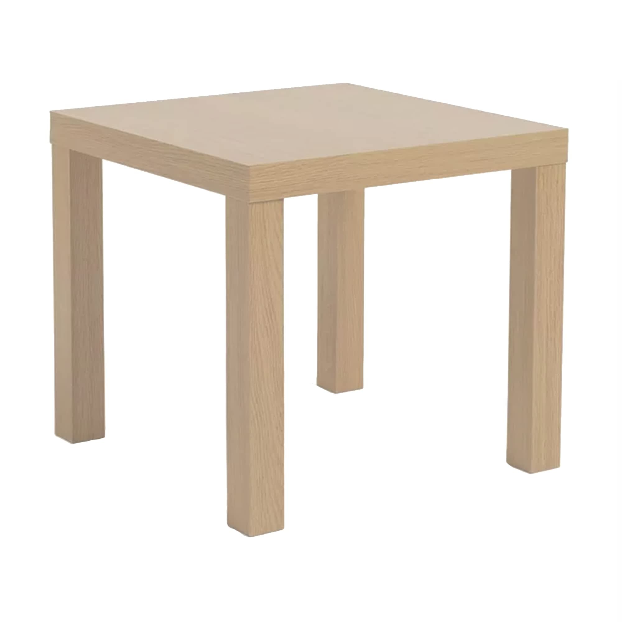 home stuff Side Coffee Table with Classic Design, Bed Side Table, End Table, Light Weight, Small Square Stylish Table For Office, Living Room, Small Square Side Table, 55x55x45 CM (White Stained Oak)