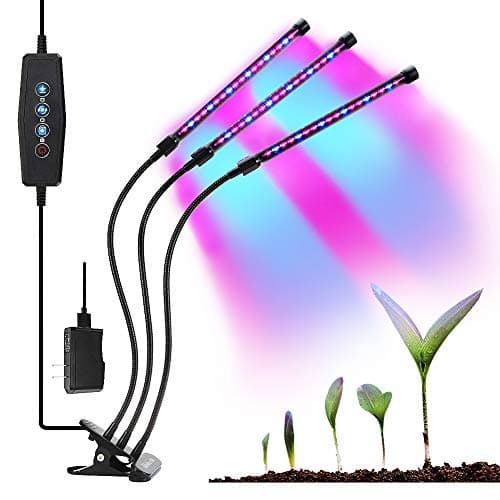 Abbicen Three Head Grow Light 54LEDs Clip on 27W Indoor Plant Grow Light with Flexible 360 Degree Gooseneck, Red Blue Spectrum, Three Separate Control Switches for Plants Greenhouse Germin