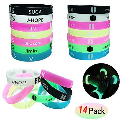 Fans Set, 14 Pack Bracelet Bangtan Boys Jungkook, Jimin, V, Suga, Jin, J-Hope, Rap Monster Rubber Wristband