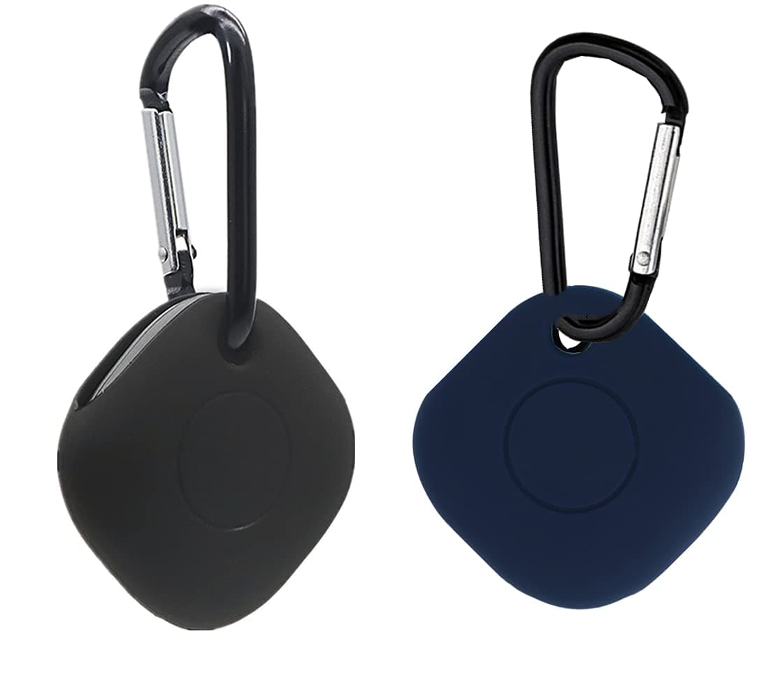 (2 Packs) Galaxy SmartTags Cases,Doweiss Soft Skin Rubber Protective Cases Cover Anti-Scratch Lightweight with Clips Keychain Fit for Galaxy SmartTags/SmartTag+ Plus (Black + Navy Blue)