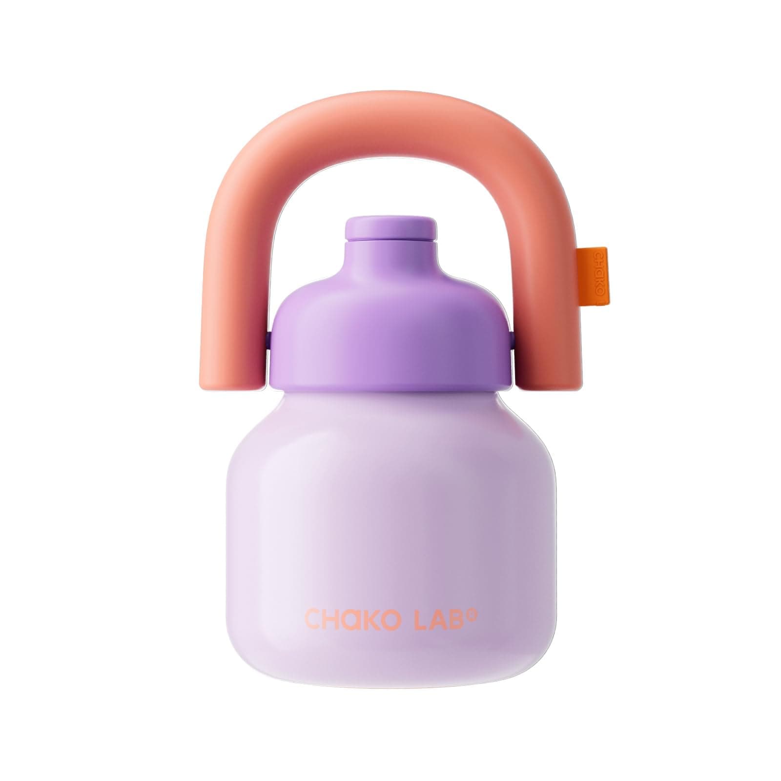 CHAKO LAB Water Bottle with Straw and Carry Handle | Wide Mouth vacuum insulated stainless steel Bottles | Reusable, leak-proof and BPA-free | 33oz (Purple&Orange)