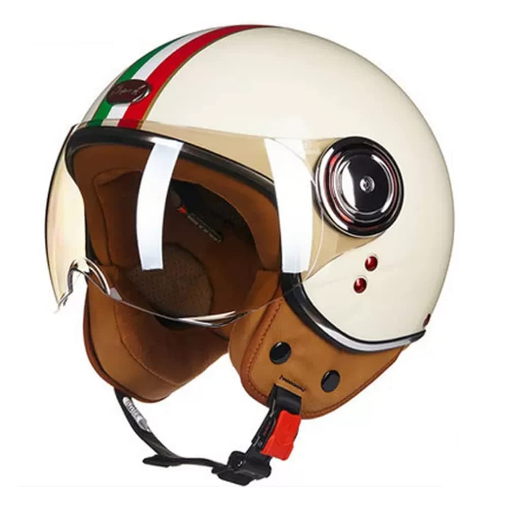 SHIZICONG Motorcycle Helmet DOT Approved, Retro 3/4 Open Face Motorcycle Half Helmet with Visor, Vintage Scooter Helmets for Adult Women and Men