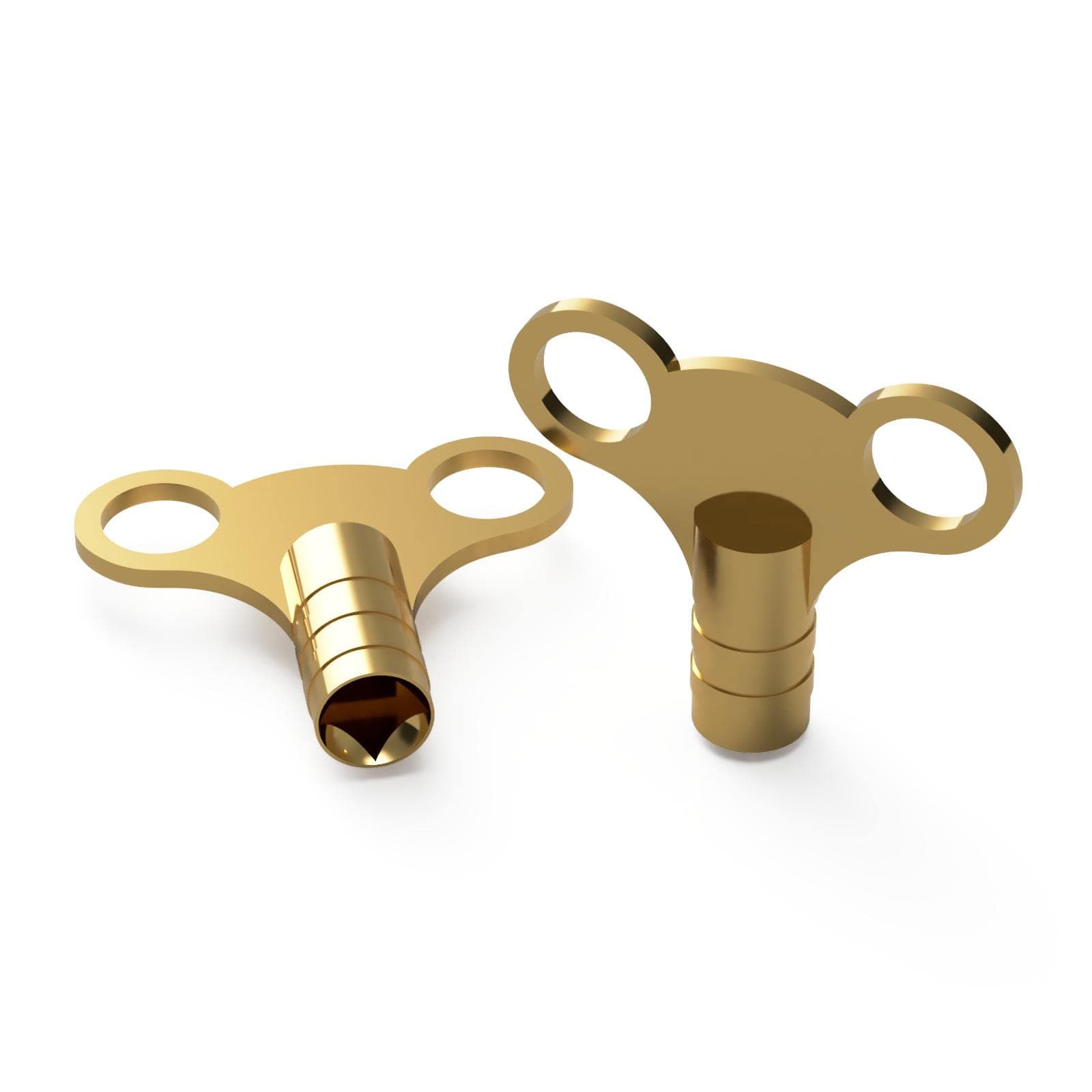 QUERGOClock Style Brass Radiator Keys - Radiator Bleeding Key - Radiator Valve Key - Venting Air Valve - Radiator Key Bleed Key UK - Pack of 2 - Gold