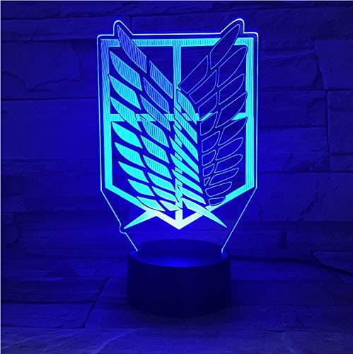 Eqwr 1Piece 7 Colors Lamp Anime Attack On Titan Wings of Liberty 3D Light Touch Led Lamp USB Or 3Aa Battery-Operated Lamp Kids Gift