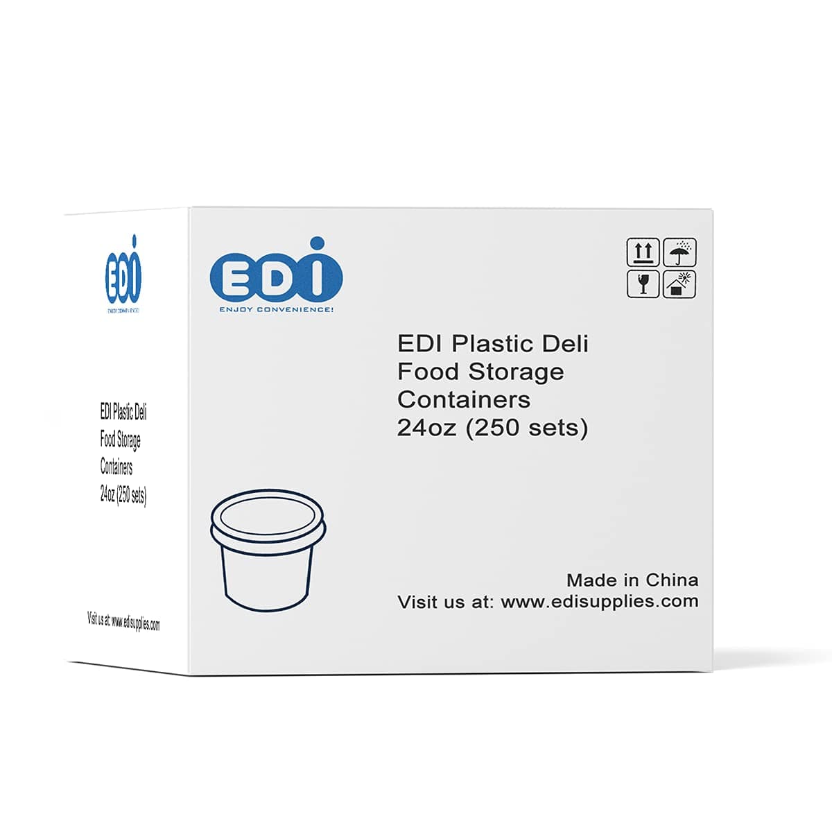 EDI[24 OZ, 250 Sets] Wholesale Plastic Deli Food Storage Containers with Airtight Lids | Microwave-, Freezer-, Dishwasher-Safe | BPA Free | Heavy-Duty | Meal Prep | Leakproof | Recyclable