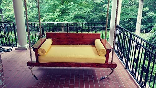 Solid Wood Hanging 2 Seater Swing Chair | Wooden Hammock Swing Sofa with Rope & Complete Accessories for Living Room, Indoor, Outdoor, Balcony & Garden, House Big Swings Jhula, Redish Brown