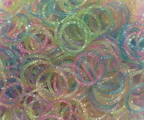 Latex-Free Rubber Band Bracelet Loom Refill Pack (Glitter-1200 + 75 S-Clips)