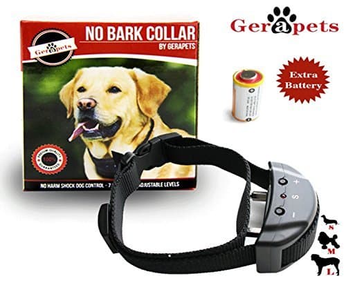 No Bark Collar Kit - Training Dog Collar, 2 Batteries, Clicker/Whistle & eBook - 7 Adjustable Sensitivity Levels of Warning Sounds & Mild Shock Modes - Safe & Suitable for 15-120 Lbs