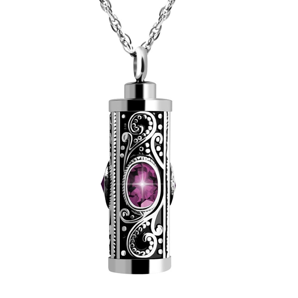 Crystal Cremation Urn Necklace for Ashes Keepsake Stainless Steel Memorial Pendant with Flower