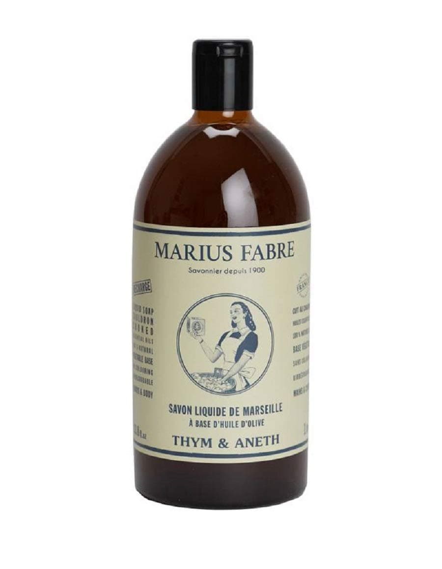 Refill Savon de Marseille, Olive oil soap with essential oils, Marius Fabre, 1000 ml - Thyme-Dill (Thym et Aneth)