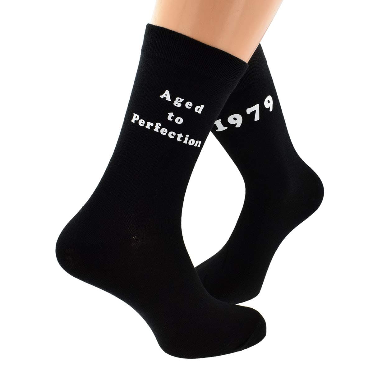 Aged to Perfection 1979 Printed on Mens Black Socks for 40th Birthday Present for 2019