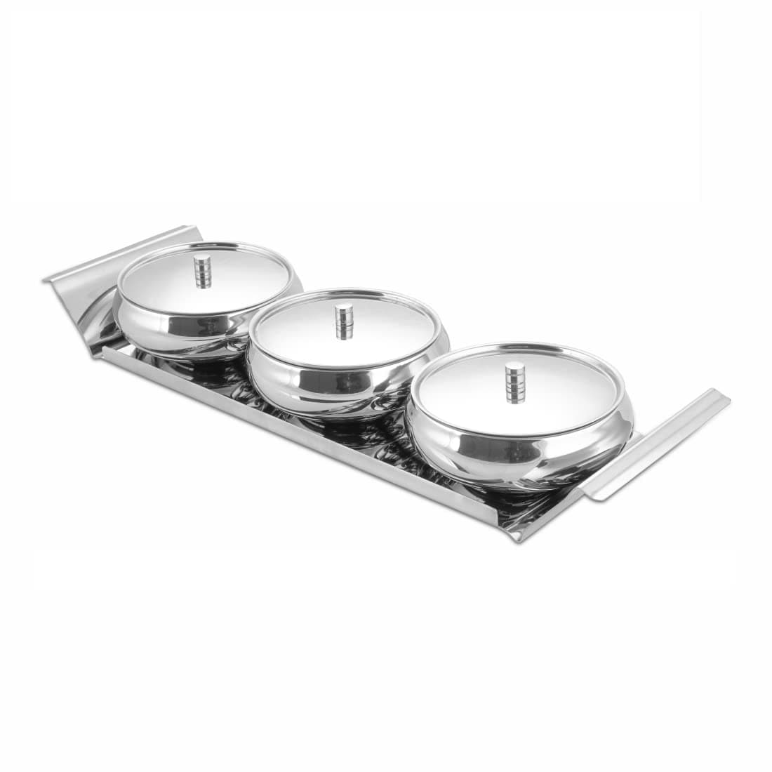 Shri & Sam and Stainless Steel Lunia Serving Set, 4 -Pieces, Silver