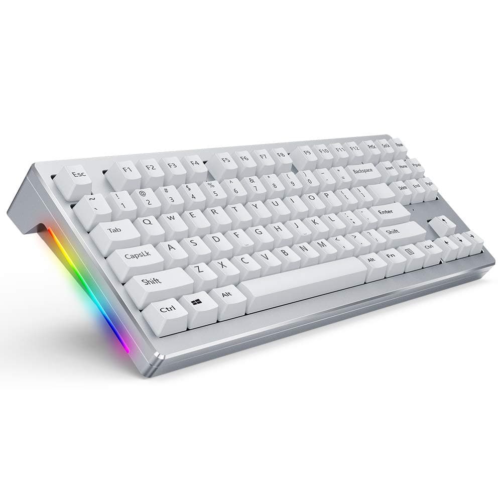 ABKONCORE AR87 Mechanical Keyboard, CNC Full Aluminum Wired Gaming Keyboard with Cherry MX Silent Red Switches with Zipper Point, Dye Sublimated Keycaps, 100% Anti Ghosting, Side RGB LED Light, 6.8lbs