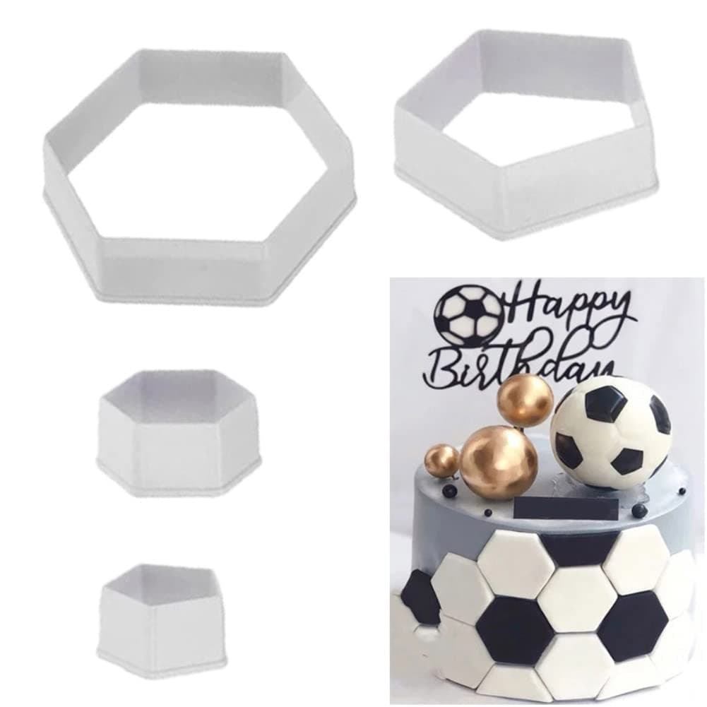 Soccer Ball Cookie Cutter,Hexagon Cookie Cutter,Football Cake Decorations - 4 Sizes Geometric Biscuit Cutters Sandwiches Pastry Cutter for Birthday Cake Cupcake Decorating Tools